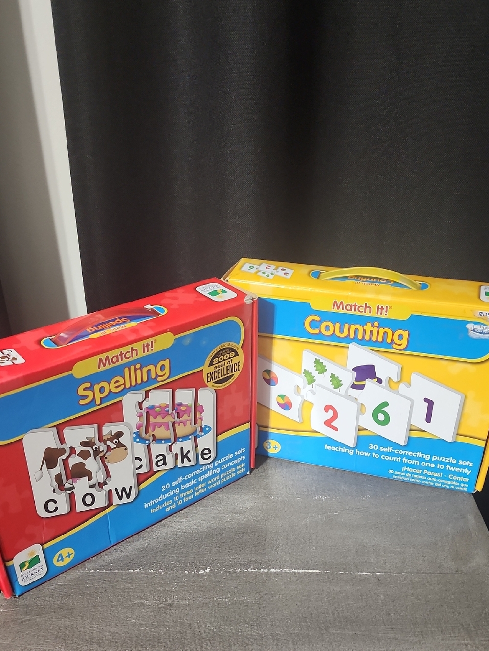 Match It! Spelling & Counting Puzzle Sets - Red and Yellow